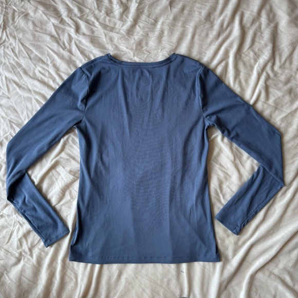 Nine West Slate Blue Ribbed Long Sleeve Top - Picture 2 of 5